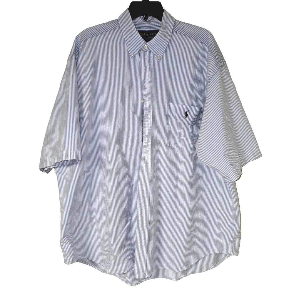 Ralph Lauren Mens XL Striped Oxford Big Shirt Long Sleeve Button Up 100% Cotton